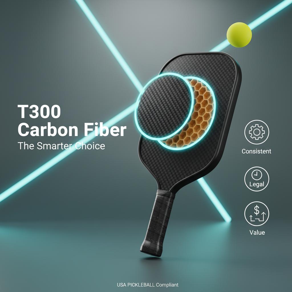 Vợt pickleball carbon T300 kết hợp lõi tổ ong PP Honeycomb